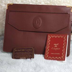 Cartier Burgundy Leather Clutch
